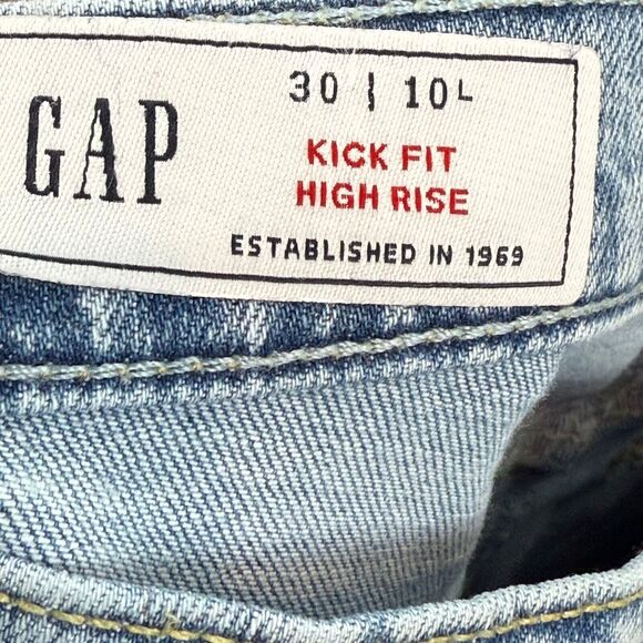 Gap Jeans Women 30 10 Long Blue Denim Light Wash Kick Fit High-Rise Straight NWT - Picture 10 of 11